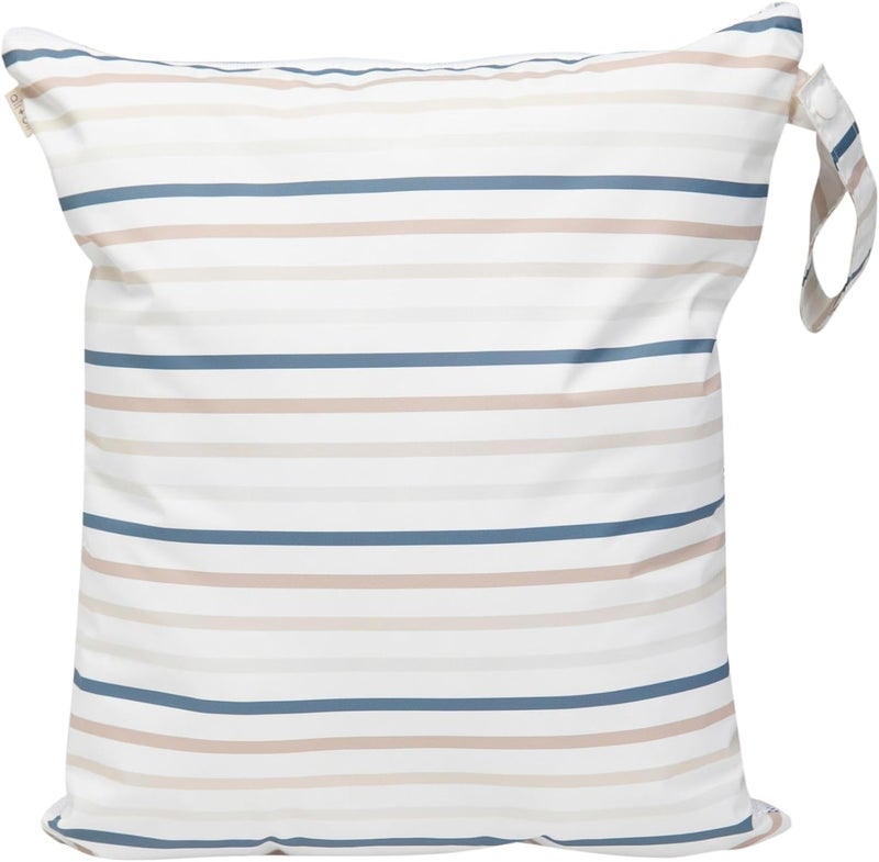 Ali+Oli Water Resistant Dual-Compartment Wet-Dry Bag for Travel, Hook to Stroller, Daycare, Diapers, Diaper Bag, Clutch Bag,15x12 inches (Pin Stripes) - Image 1